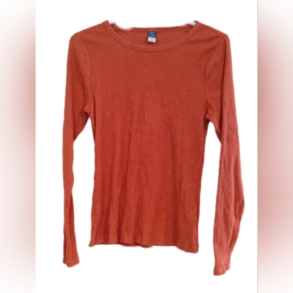 Orange Long Sleeve Ribbed Top